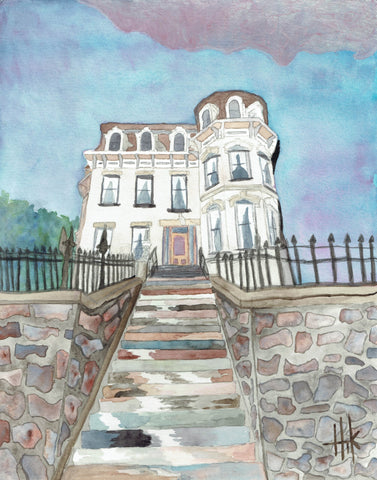 ASCENDING STAIRS TO VICTORIAN GALENA HOME - 8x10 PRINT
