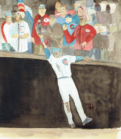 CUBS OUTFIELDER CATCHING BALL - PAINTING