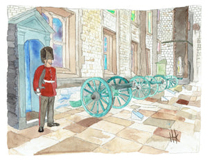 LONDON TOWER CANNONS - PAINTING