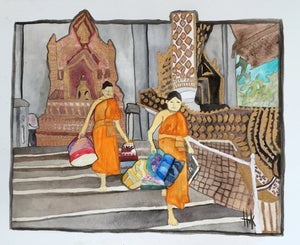 THAI MONKS - PAINTING