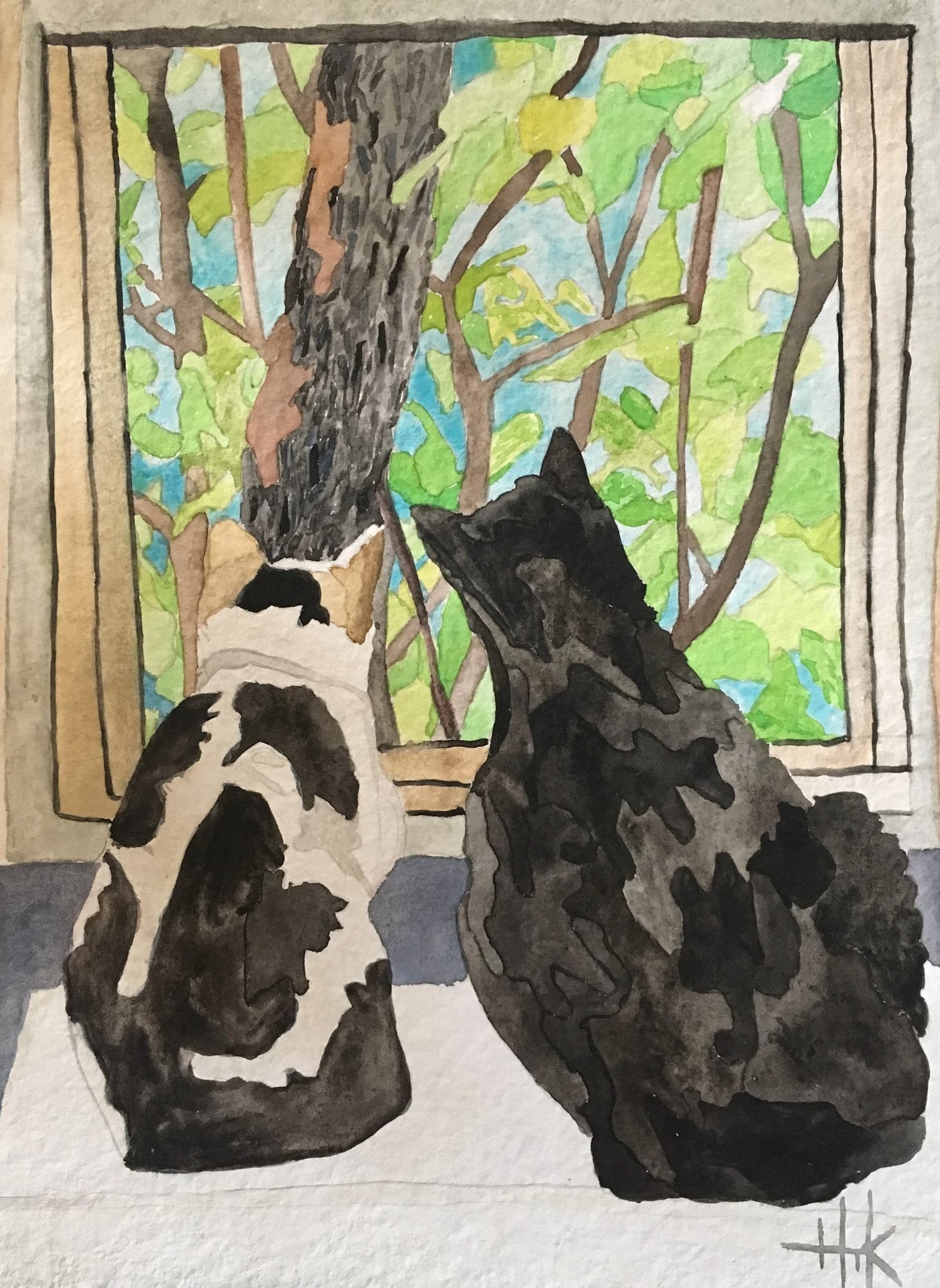CATS LOOKING OUTSIDE - PRINT