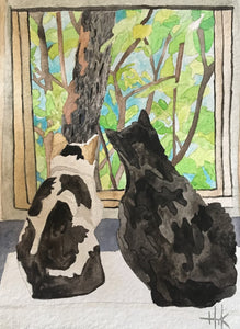 CATS LOOKING OUTSIDE - CARDS