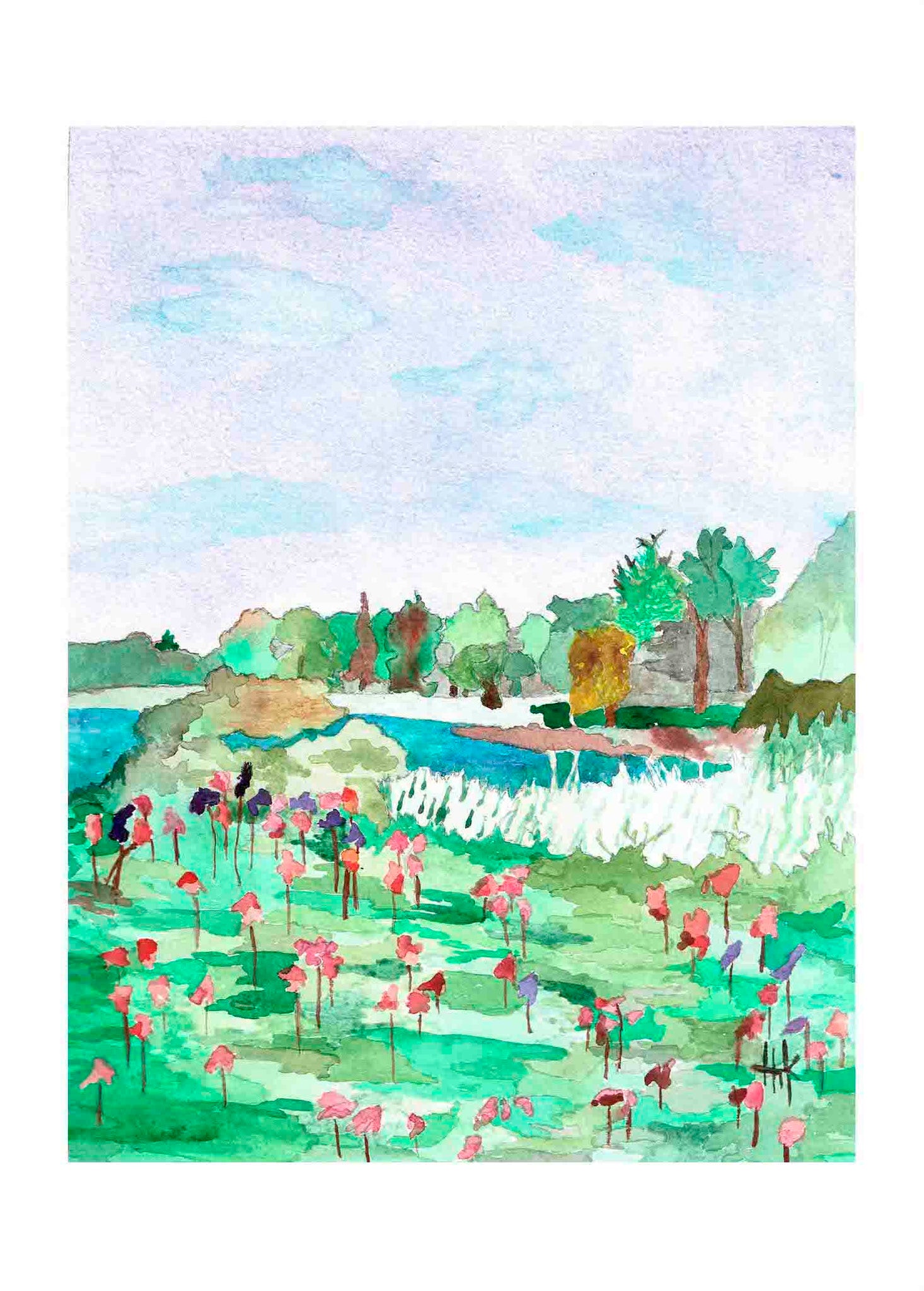 FLOWERS BY LAKE - CARDS