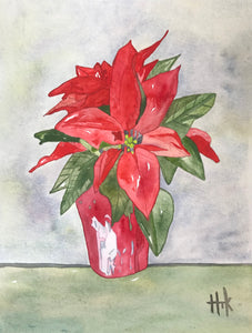 RED POINSETTIA - PRINT